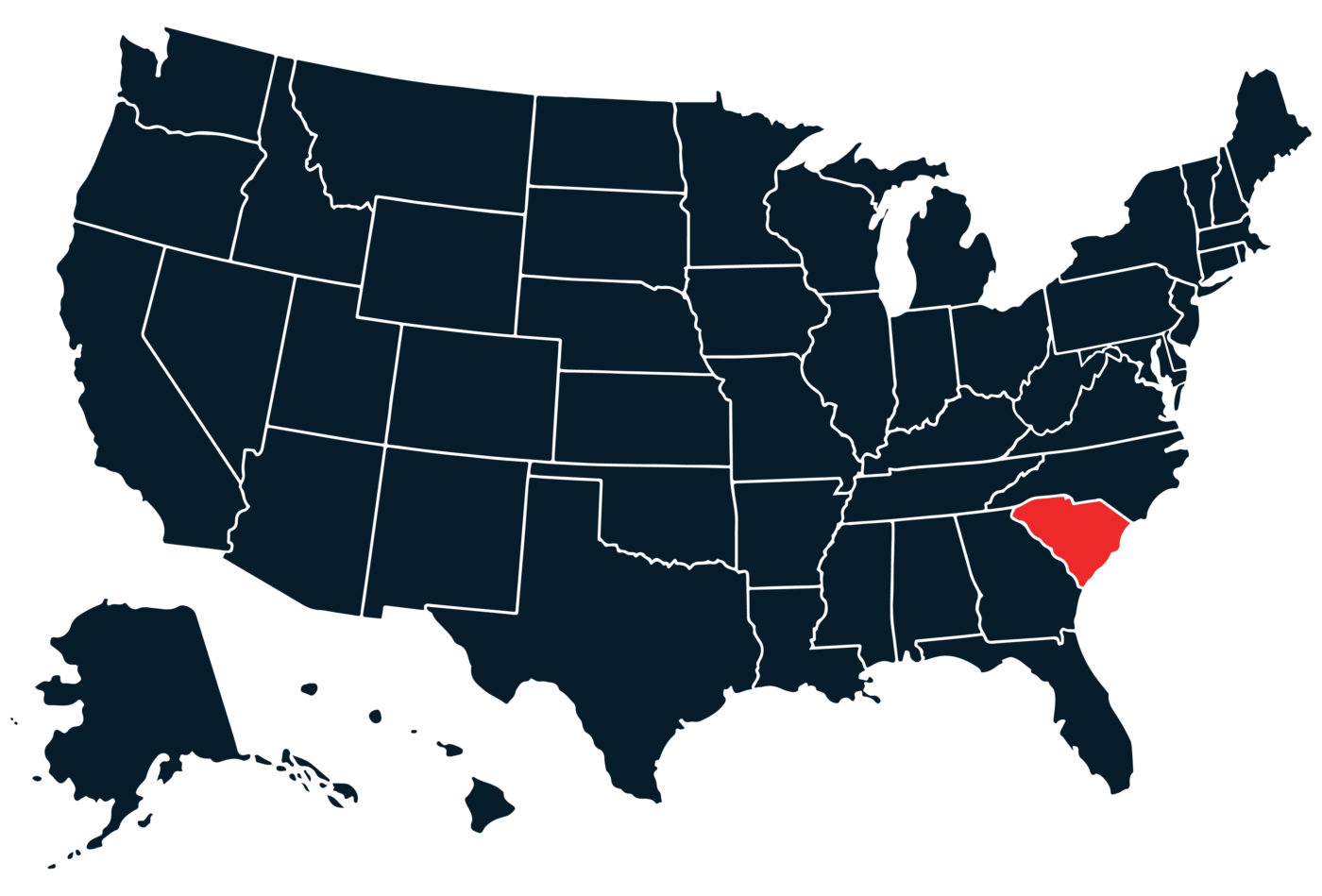 NB Map South Carolina scaled bus rentals